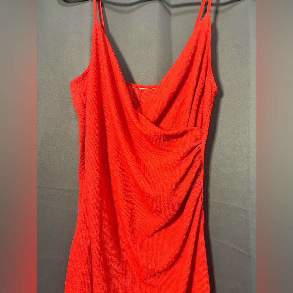 Vibrant Red Draped Dress